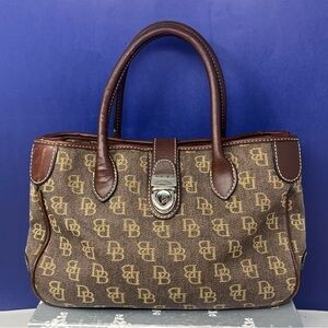 Dooney & Bourke Signature Brown Monogram Satchel Handbag Vintage 90’s